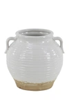 Willow Row White Modern Lacquered Stoneware Pot In White