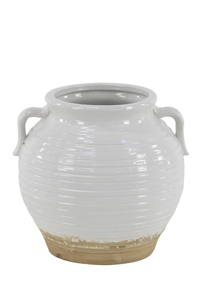 Willow Row White Modern Lacquered Stoneware Pot