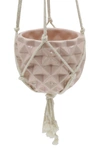 Flora Bunda Pink Ceramic Macrame Hanging Planter