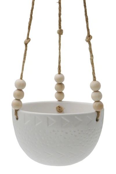 Flora Bunda Matte White Caveman Ceramic Hanging Planter