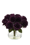 Nearly Natural Artificial Peony Arrangement With Glass Vase In Purple Elegance