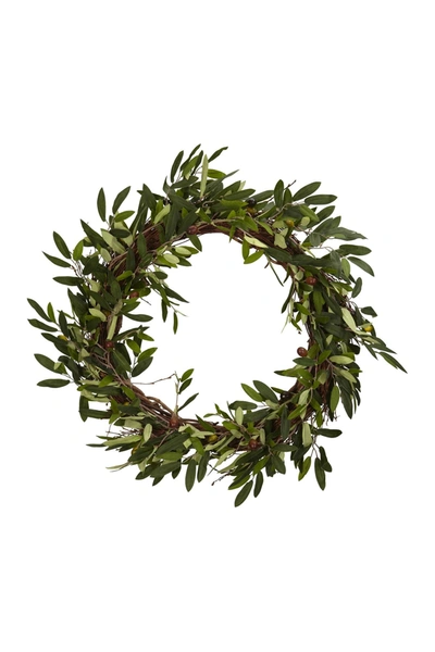 Nearly Natural Olive Wreath In Green