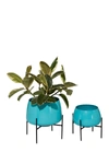 VENUS WILLIAMS TEAL METAL MODERN PLANTER WITH REMOVABLE STAND,758647519736
