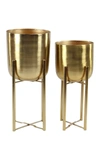 Cosmoliving By Cosmopolitan Floor Planters In Gold