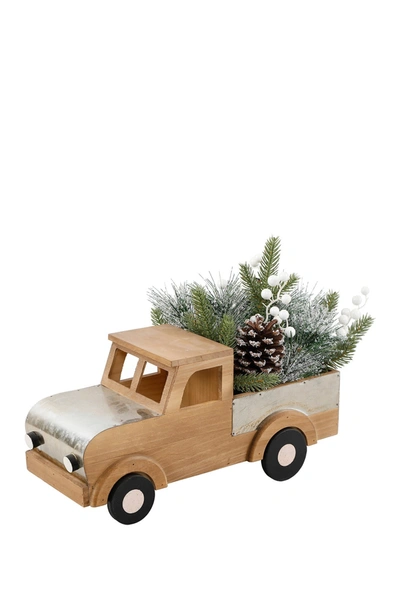 Flora Bunda 17" Xmas Mix In Wood Truck In Natural