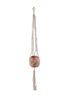 Flora Bunda 41" Hanging Macrame With Aztec Ceramic Pot In Dkgy/nat