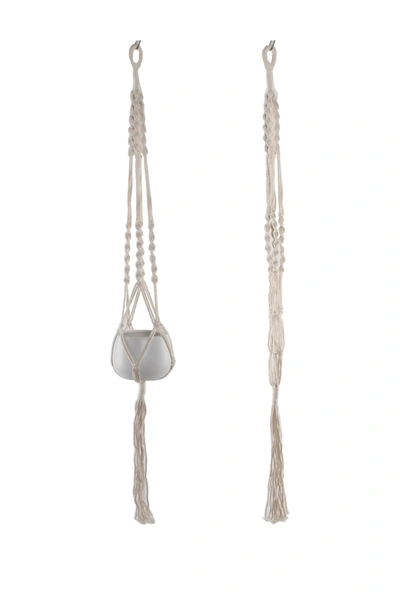 Flora Bunda 41" H Hanging Macramé Planter Hanger In White