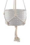 Flora Bunda 5in Gladiator Ceramic With Macrame In Matte White