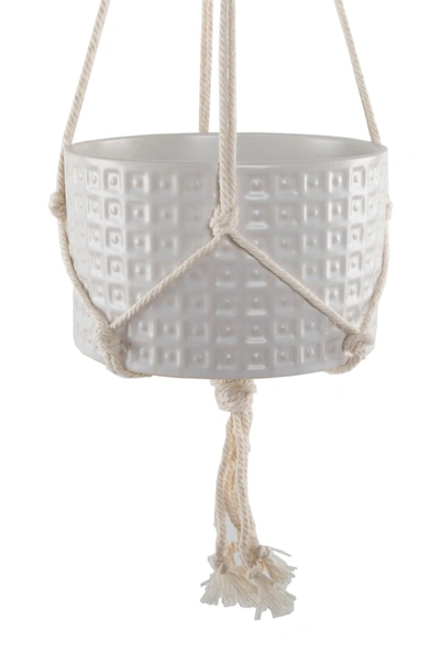 Flora Bunda 5in Gladiator Ceramic With Macrame In White