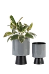 Willow Row Grey Metal Modern Planter In Grey