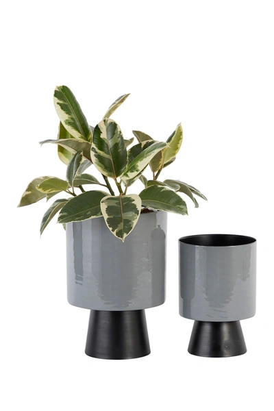 Willow Row Grey Metal Modern Planter