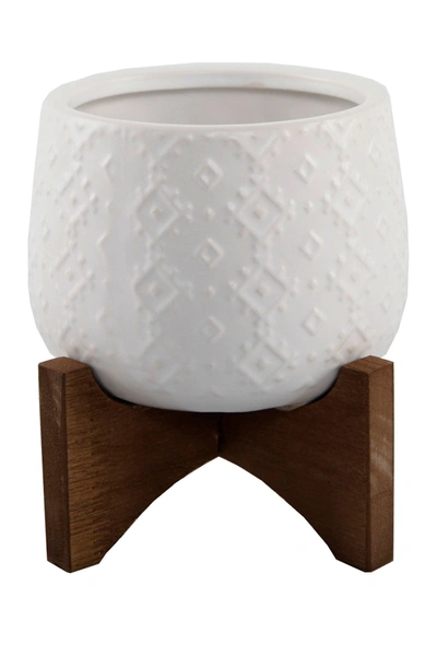 Flora Bunda Indian Ceramic On Stand In Matte White