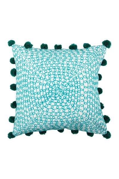Divine Home Embroidered Infinity Loops Outdoor Pillow In Aqua / Blue