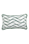 Divine Home Embroidered Curves Outdoor Pillow In Green