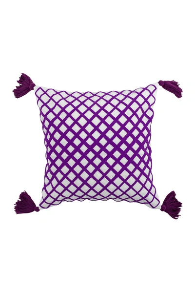 Divine Home Embroidered Angles Outdoor Pillow In Purple