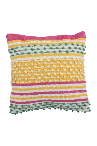 Divine Home Spring Outdoor Pillow In Pink / Yellow / Green