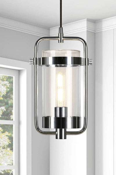 Addison And Lane Orion Industrial Metal & Glass Pendant In Silver
