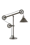 ADDISON AND LANE DESCARTES AGED STEEL TABLE LAMP WITH PULLEY SYSTEM,810325031678
