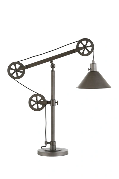 Addison And Lane Descartes Aged Steel Table Lamp With Pulley System In Silver