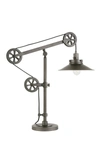 ADDISON AND LANE DESCARTES AGED STEEL WIDE BRIM TABLE LAMP WITH PULLEY SYSTEM,810325031685