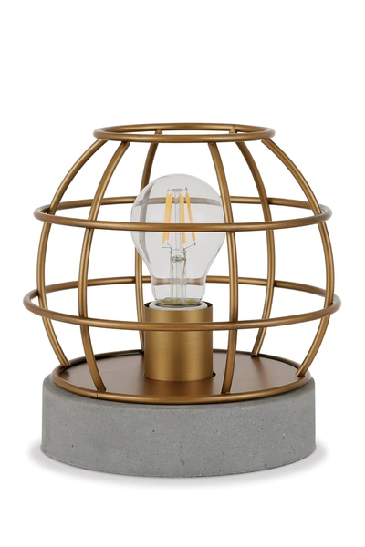 Addison And Lane Kennet Table Lamp With Antique Brass Cage & Concrete Pedestal
