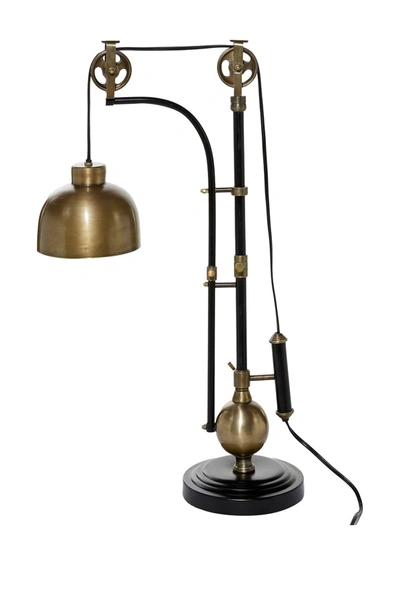 Willow Row Antique Gold And Black Aluminum Adjustable Pulley Table Lamp
