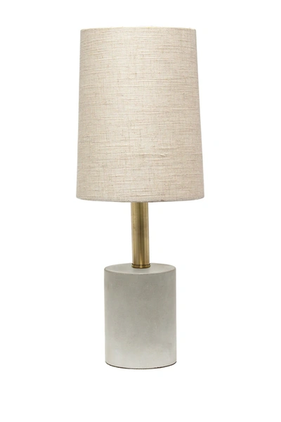 Lalia Home Antique Brass Concrete Table Lamp With Linen Shade In Grey