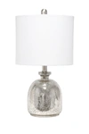 Lalia Home Mercury Hammered Glass Jar Table Lamp With White Linen Shade In Mercury/ White