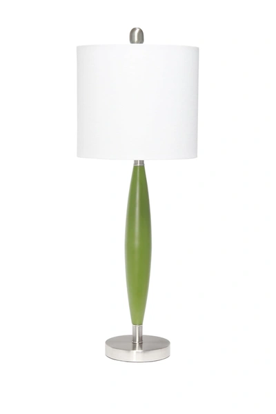 Lalia Home Stylus Table Lamp With White Fabric Shade In Green