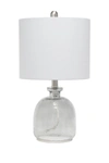 Lalia Home Smokey Gray Hammered Glass Jar Table Lamp With Gray Linen Shade In Smokey Gray/ Gray