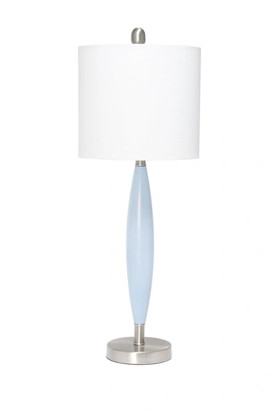 Lalia Home Stylus Table Lamp With White Fabric Shade In Blue