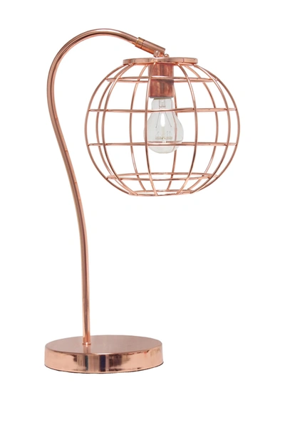 Lalia Home Arched Metal Cage Table Lamp In Rose Gold