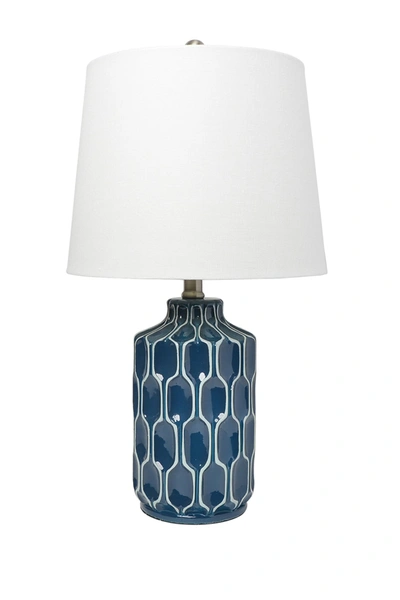 Lalia Home Moroccan Table Lamp With Fabric White Shade In Blue