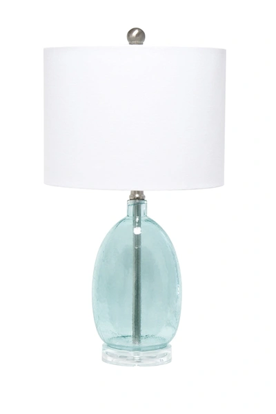 Lalia Home Oval Glass Table Lamp In Clear Blue