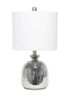 Lalia Home Metallic Gray Hammered Glass Jar Table Lamp With White Linen Shade In Metallic Gray/ White