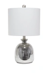 Lalia Home Metallic Gray Hammered Glass Jar Table Lamp With Grey Linen Shade In Metallic Gray/ Gray