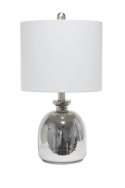 Lalia Home Metallic Gray Hammered Glass Jar Table Lamp With Grey Linen Shade In Metallic Gray/ Gray