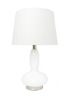 Lalia Home Glass Dollop Table Lamp With White Fabric Shade In White