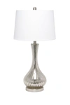 LALIA HOME SPECKLED MERCURY TEAR DROP TABLE LAMP WITH WHITE FABRIC SHADE,810241029032