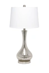 Lalia Home Speckled Mercury Tear Drop Table Lamp With White Fabric Shade In Mercury