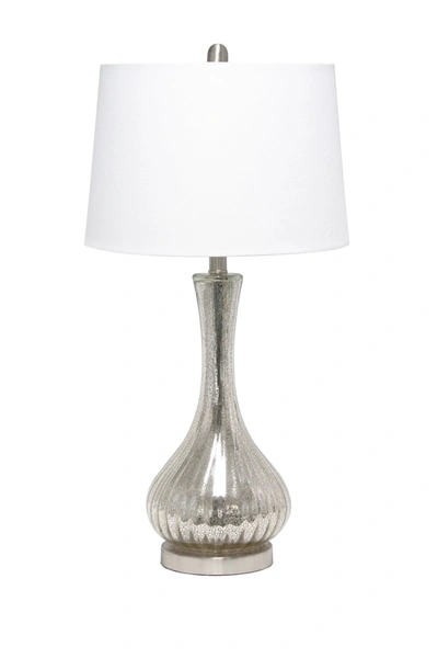Lalia Home Speckled Mercury Tear Drop Table Lamp With White Fabric Shade