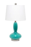 Lalia Home Glass Dollop Table Lamp With White Fabric Shade In Teal