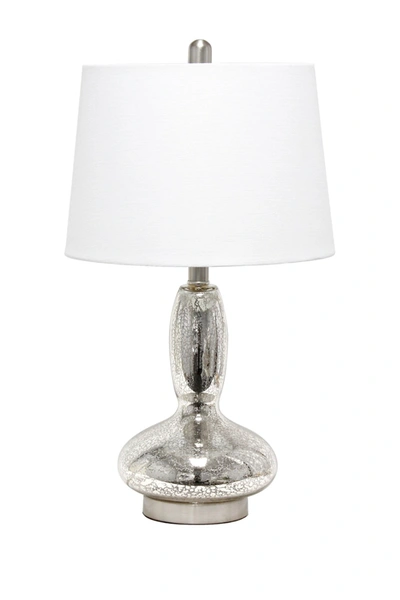 Lalia Home Glass Dollop Table Lamp With White Fabric Shade In Mercury