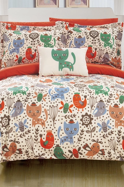Chic Home Bedding Full Siobhan Reversible Cute Animals Theme Print Design Bed In A Bag Comforter 8-piece Set In Orange