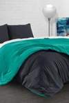Ella Jayne Reversible Brushed Microfiber Plush Down-alt Comforter 3 Piece Set In Black/teal