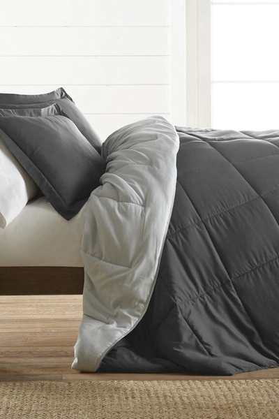 Ienjoy Home Treat Yourself To The Ultimate Down Alternative Reversible 3-piece Comforter Set In Gray Light Gray