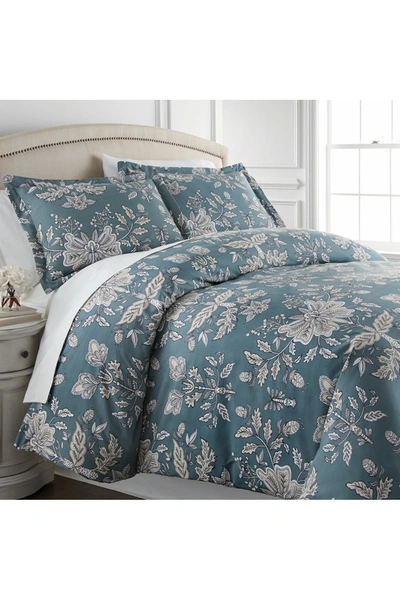 Southshore Fine Linens Luxury Premium Oversized Comforter Set In Vintage Garden Smokey Blue