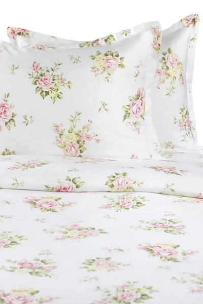 Melange Home Rose Bouquet 400 Thread Count Cotton Duvet Set In White/ Pink