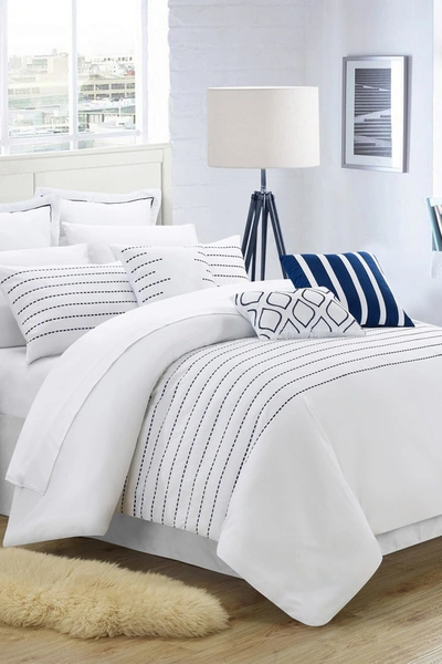 Chic Home Bedding Queen Cranston Super Rich Microfiber Stitch Embroidered Comforter 9-piece Set In White