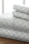 Ienjoy Home The Home Spun Premium Ultra Soft Quatrefoil Pattern 4-piece Queen Bed Sheet Set In Gray